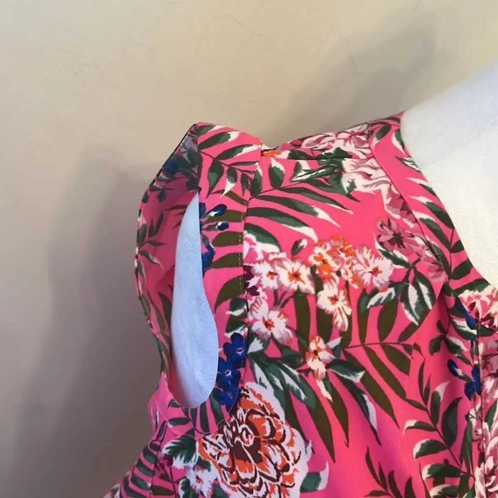 J Crew Floral Hot Pink Sleeveless Top Size 00 EUC